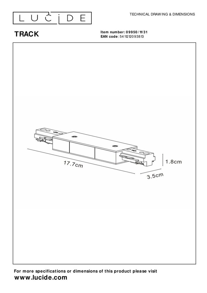 Lucide TRACK Starter-Stromversorgung - 1-Phasen-Schienensystem / Stromschienenbeleuchtung - Double - Weiß (Verlängerung) Lucide TRACK Starter-Stromversorgung - 1-Phasen-Schienensystem / Stromschienenbeleuchtung - Double - Weiß (Verlängerung)