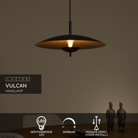 Lucide VULCAN - Hängeleuchte - Ø 47 cm - LED Dimb. - 1x9W 3000K - Schwarz Lucide VULCAN - Hängeleuchte - Ø 47 cm - LED Dimb. - 1x9W 3000K - Schwarz