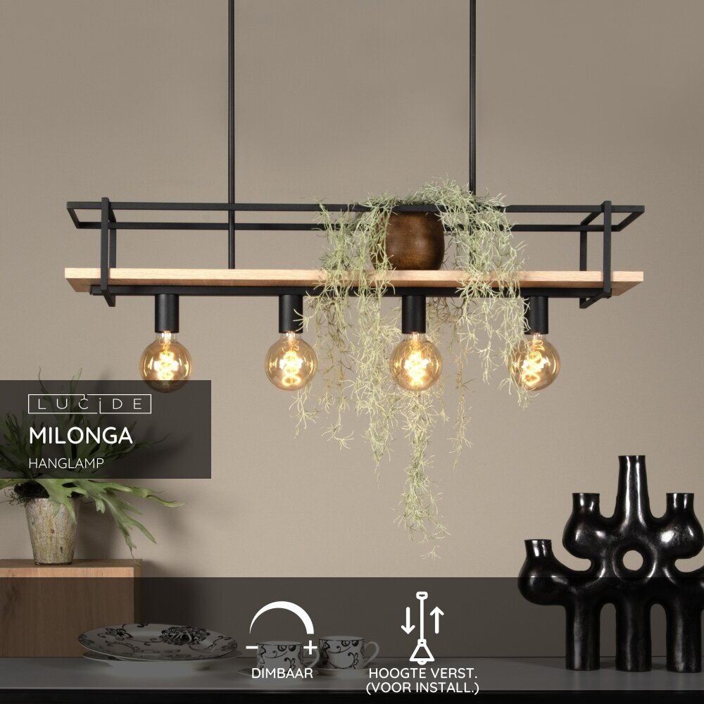 Lucide MILONGA - Hängeleuchte - 4xE27 - Schwarz Lucide MILONGA - Hängeleuchte - 4xE27 - Schwarz