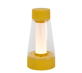 Lucide LORALI - Wiederaufladbare Tischleuchte Innen/Außen - Batterie/Batterie - Ø 7,7 cm - LED Dimb. - 1x1,2W 2600K/3000K - IP44 - Ockergelb Lucide LORALI - Wiederaufladbare Tischleuchte Innen/Außen - Batterie/Batterie - Ø 7,7 cm - LED Dimb. - 1x1,2W 2600K/3000K - IP44 - Ockergelb