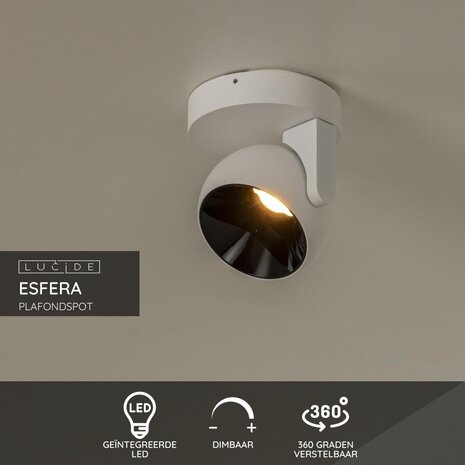 Lucide Premium ESFERA - Deckenstrahler - LED Dimb. - 1x11W 2700K - Weiß Lucide Premium ESFERA - Deckenstrahler - LED Dimb. - 1x11W 2700K - Weiß