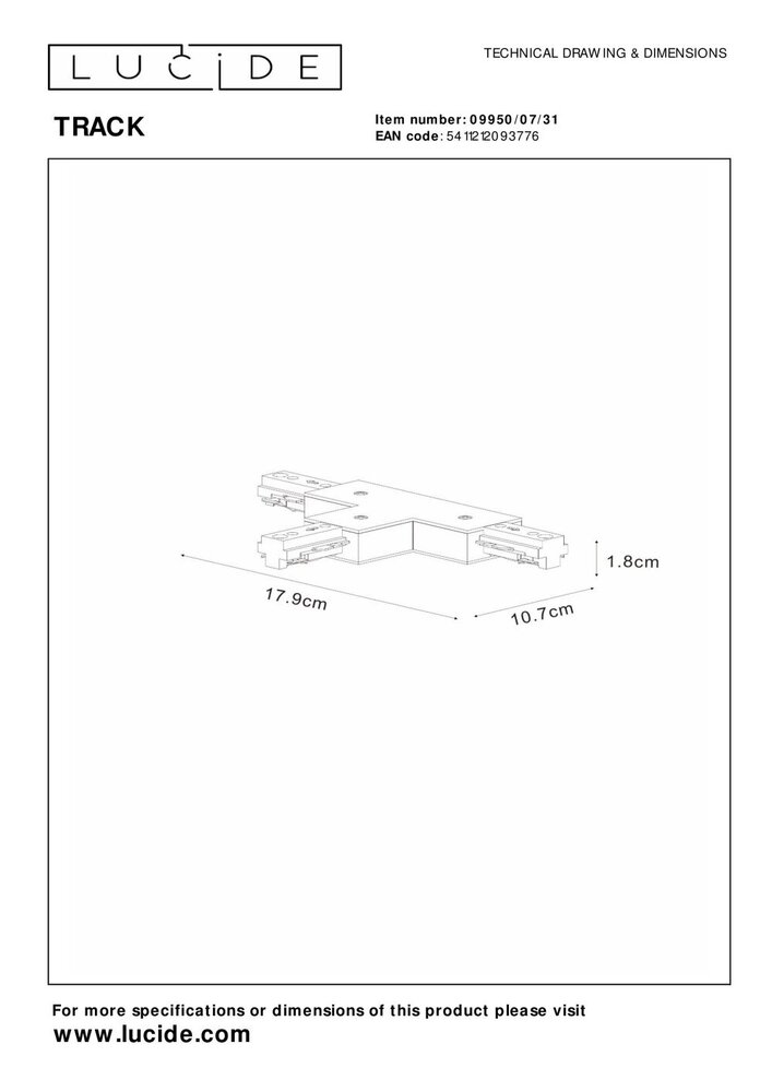 Lucide TRACK T-joint - 1-Phasen-Schienensystem / Schienenbeleuchtung - Weiß (Verlängerung) Lucide TRACK T-joint - 1-Phasen-Schienensystem / Schienenbeleuchtung - Weiß (Verlängerung)