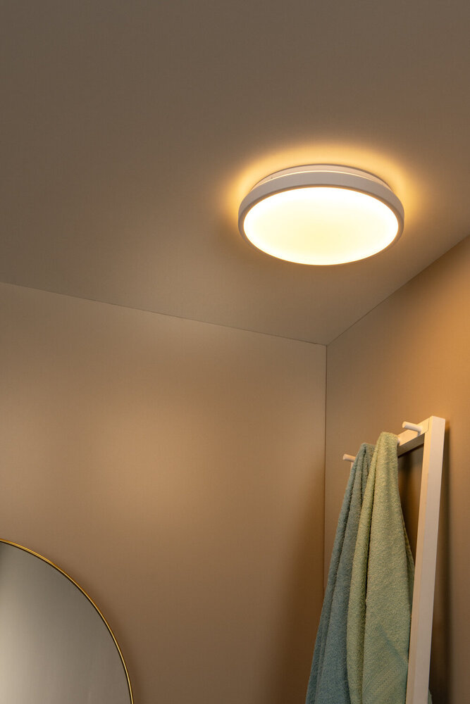 Lucide DASHER - Deckenleuchte Bad - Ø 34,8 cm - LED - 1x18W 2700K - IP44 - Bewegungs- & Tag/Nachtsensor - Weiß Lucide DASHER - Deckenleuchte Bad - Ø 34,8 cm - LED - 1x18W 2700K - IP44 - Bewegungs- & Tag/Nachtsensor - Weiß