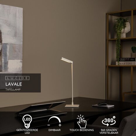 Lucide LAVALE - Schreibtischlampe - LED Dimb. - 1x3W 2700K - Weiß Lucide LAVALE - Schreibtischlampe - LED Dimb. - 1x3W 2700K - Weiß