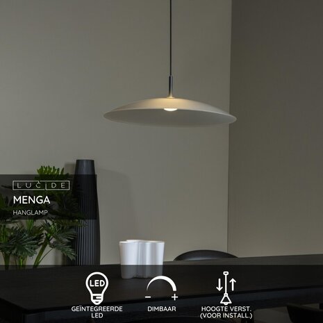 Lucide Premium MENGA - Hängeleuchte - Ø 60 cm - LED Dimb. - 1x18,6W 2700K - Opal Lucide Premium MENGA - Hängeleuchte - Ø 60 cm - LED Dimb. - 1x18,6W 2700K - Opal
