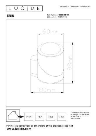 Lucide ERIN - Wandstrahler / Wandleuchte innen/außen - LED - 1x5W 2700K - IP65 - Schwarz Lucide ERIN - Wandstrahler / Wandleuchte innen/außen - LED - 1x5W 2700K - IP65 - Schwarz