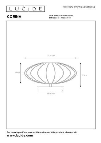 Lucide CORINA - Tischleuchte - Ø 40 cm - 1xE27 - Schwarz Lucide CORINA - Tischleuchte - Ø 40 cm - 1xE27 - Schwarz