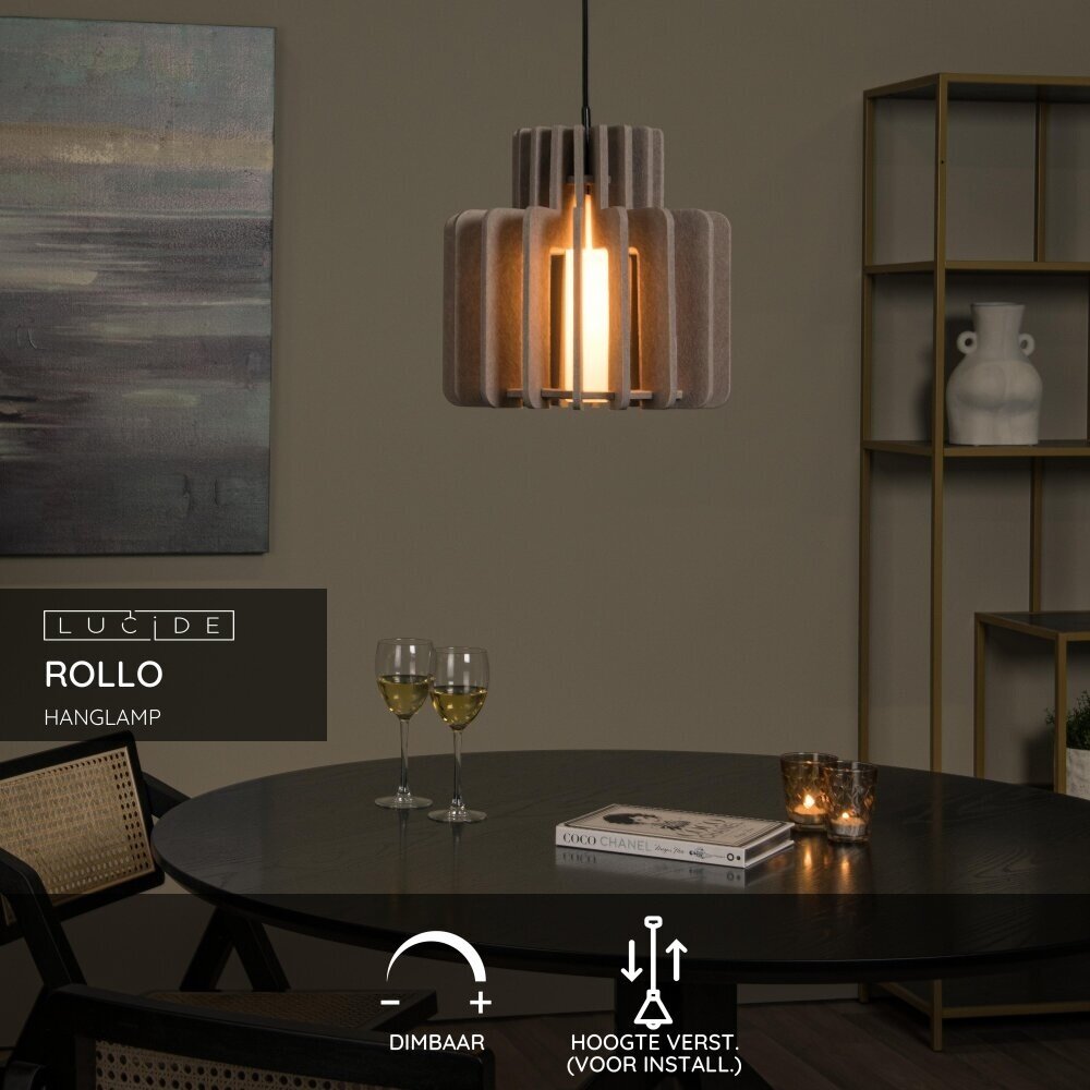 Lucide ROLLO - Hängeleuchte - 1xE27 - Taupe