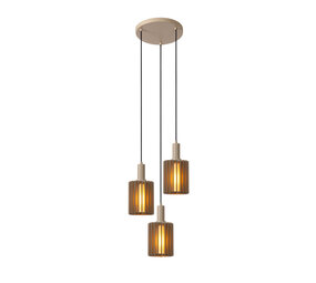 Lucide LAMBRES - Hängeleuchte - 3xE27 - Taupe Lucide LAMBRES - Hängeleuchte - 3xE27 - Taupe