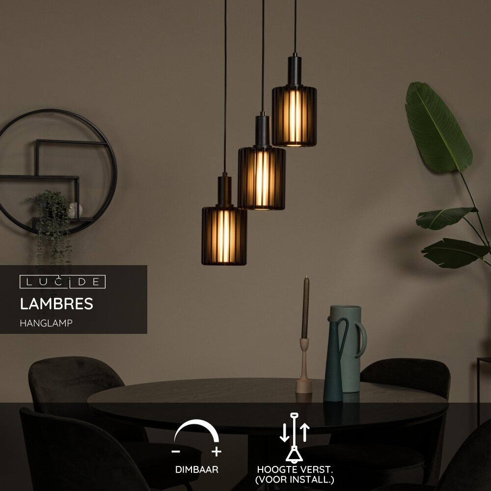 Lucide LAMBRES - Hängeleuchte - 3xE27 - Schwarz Lucide LAMBRES - Hängeleuchte - 3xE27 - Schwarz