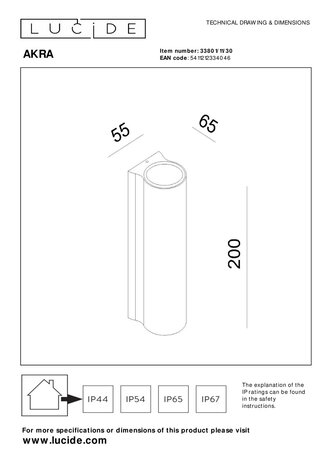 Lucide AKRA - Wandleuchte Innen/Außen - LED - 2x6.5W 2700K - IP54 - Schwarz Lucide AKRA - Wandleuchte Innen/Außen - LED - 2x6.5W 2700K - IP54 - Schwarz