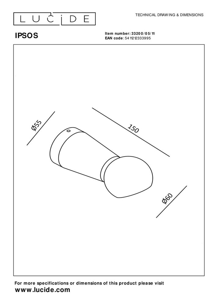Lucide IPSOS - Wandleuchte Badezimmer - LED - 1x6W 2700K - IP54 - Chrom Lucide IPSOS - Wandleuchte Badezimmer - LED - 1x6W 2700K - IP54 - Chrom