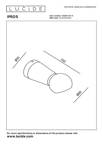 Lucide IPSOS - Wandleuchte Badezimmer - LED - 1x6W 2700K - IP54 - Chrom Lucide IPSOS - Wandleuchte Badezimmer - LED - 1x6W 2700K - IP54 - Chrom