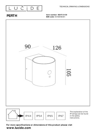Lucide PERTH - Wandleuchte - Solar - Ø 9 cm - LED Dimb. - 1x1W 2850K/3150K - IP65 - Tag/Nacht-Sensor - Schwarz Lucide PERTH - Wandleuchte - Solar - Ø 9 cm - LED Dimb. - 1x1W 2850K/3150K - IP65 - Tag/Nacht-Sensor - Schwarz