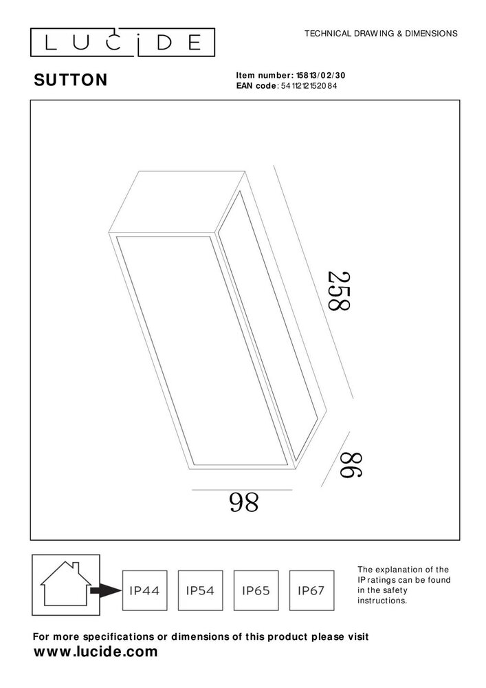 Lucide SUTTON - Wandleuchte - Solar - LED Dimb. - 1x2W 2850K/3150K - IP54 - Tag/Nacht-Sensor - Schwarz