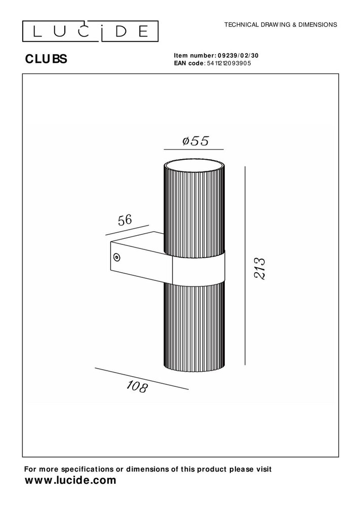 Lucide CLUBS - Wandstrahler / Wandleuchte - 2xGU10 - Schwarz Lucide CLUBS - Wandstrahler / Wandleuchte - 2xGU10 - Schwarz