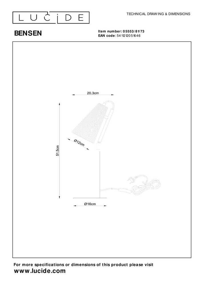 Lucide BENSEN - Tischleuchte - 1xE14 - Natur Lucide BENSEN - Tischleuchte - 1xE14 - Natur