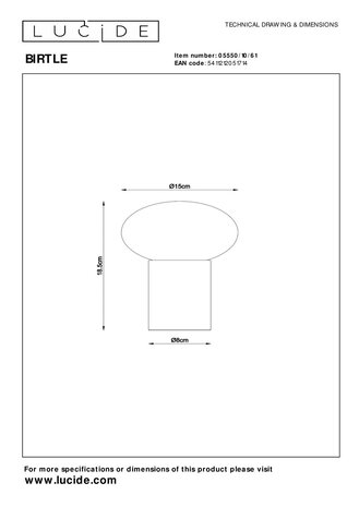 Lucide BIRTLE - Tischleuchte - 1xE14 - Opal Lucide BIRTLE - Tischleuchte - 1xE14 - Opal