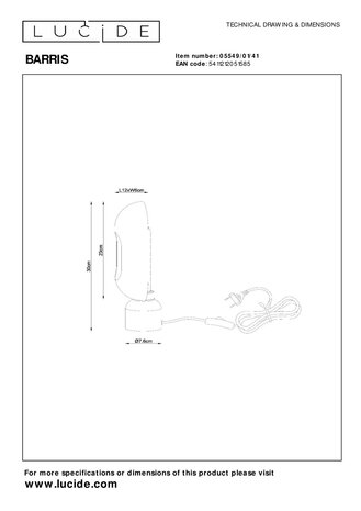 Lucide BARRIS - Tischleuchte - 1xE27 - Taupe Lucide BARRIS - Tischleuchte - 1xE27 - Taupe