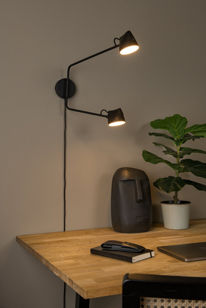 Lucide MILNE - Wandleuchte - LED Dimb. - 2x8W 2700K - Schwarz Lucide MILNE - Wandleuchte - LED Dimb. - 2x8W 2700K - Schwarz