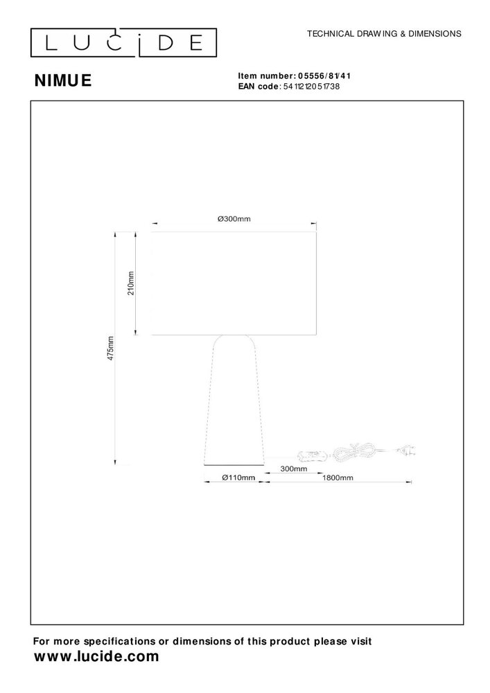 Lucide NIMUE - Tischleuchte - Ø 30 cm - 1xE27 - Taupe Lucide NIMUE - Tischleuchte - Ø 30 cm - 1xE27 - Taupe