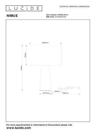 Lucide NIMUE - Tischleuchte - Ø 30 cm - 1xE27 - Taupe Lucide NIMUE - Tischleuchte - Ø 30 cm - 1xE27 - Taupe