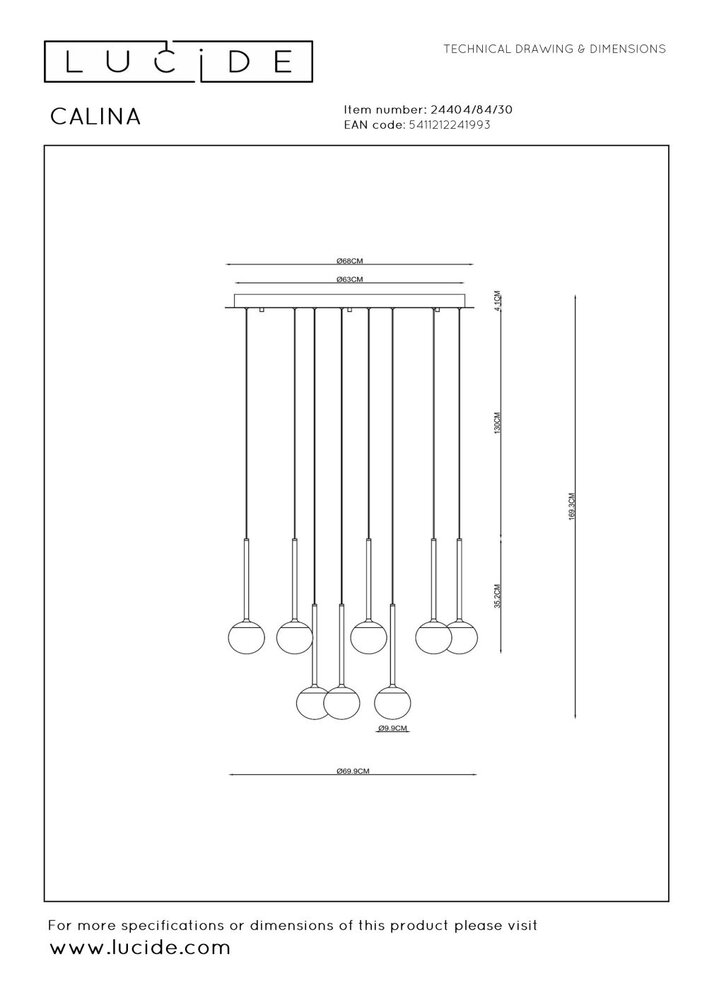 Lucide Premium CALINA - Hängeleuchte - Ø 69,9 cm - LED Dimb. - 12x7,7W 2700K - Schwarz Lucide Premium CALINA - Hängeleuchte - Ø 69,9 cm - LED Dimb. - 12x7,7W 2700K - Schwarz