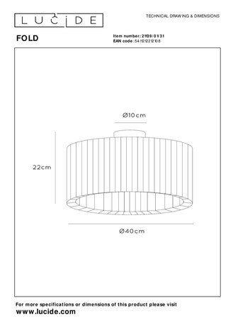 Lucide FOLD - Deckenleuchte - Ø 40 cm - 1xE27 - Weiß Lucide FOLD - Deckenleuchte - Ø 40 cm - 1xE27 - Weiß