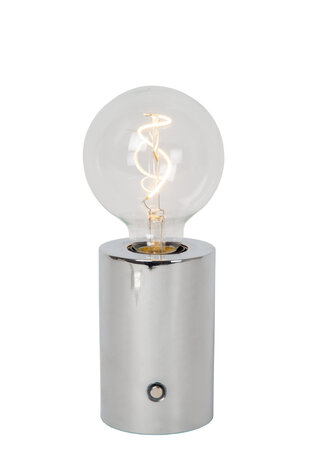 Lucide VIVO - Wiederaufladbare Tischleuchte - Batterie/Batterie - Ø 8 cm - LED Dimb. - E27 - 1x1W 2700K - Chrom Lucide VIVO - Wiederaufladbare Tischleuchte - Batterie/Batterie - Ø 8 cm - LED Dimb. - E27 - 1x1W 2700K - Chrom