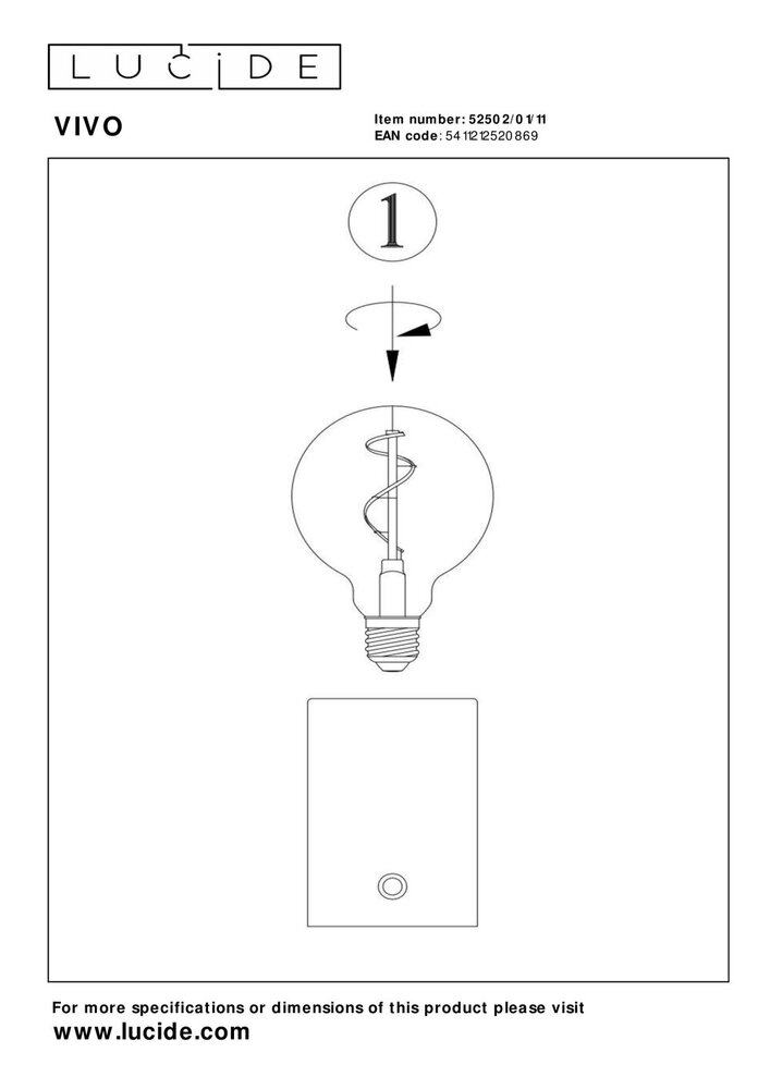 Lucide VIVO - Wiederaufladbare Tischleuchte - Batterie/Batterie - Ø 8 cm - LED Dimb. - E27 - 1x1W 2700K - Chrom Lucide VIVO - Wiederaufladbare Tischleuchte - Batterie/Batterie - Ø 8 cm - LED Dimb. - E27 - 1x1W 2700K - Chrom