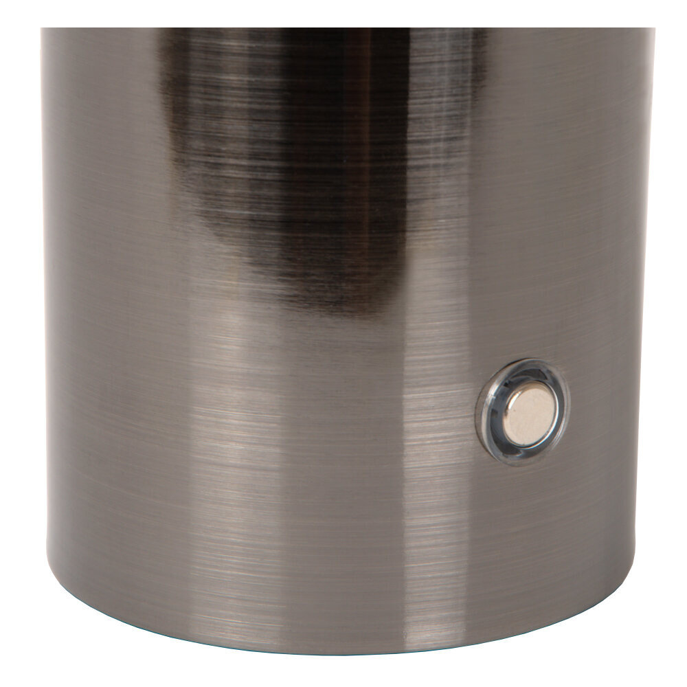 Lucide VIVO - Wiederaufladbare Tischleuchte - Batterie/Batterie - Ø 8 cm - LED Dimb. - E27 - 1x1W 2700K - Mattschwarzes Chrom