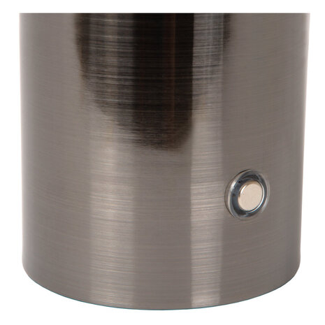 Lucide VIVO - Wiederaufladbare Tischleuchte - Batterie/Batterie - Ø 8 cm - LED Dimb. - E27 - 1x1W 2700K - Mattschwarzes Chrom