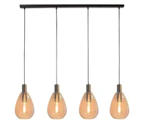 Freelight Hängeleuchte Dorato 4 Licht L120 cm Schwarz Gold Freelight Hängeleuchte Dorato 4 Licht L120 cm Schwarz Gold