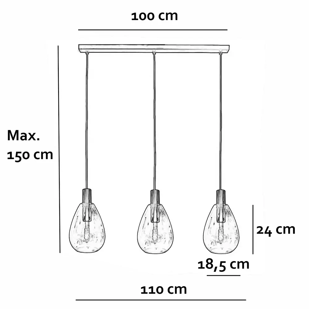 Freelight Hängeleuchte Dorato 3 Licht L100 cm schwarz Freelight Hängeleuchte Dorato 3 Licht L100 cm schwarz