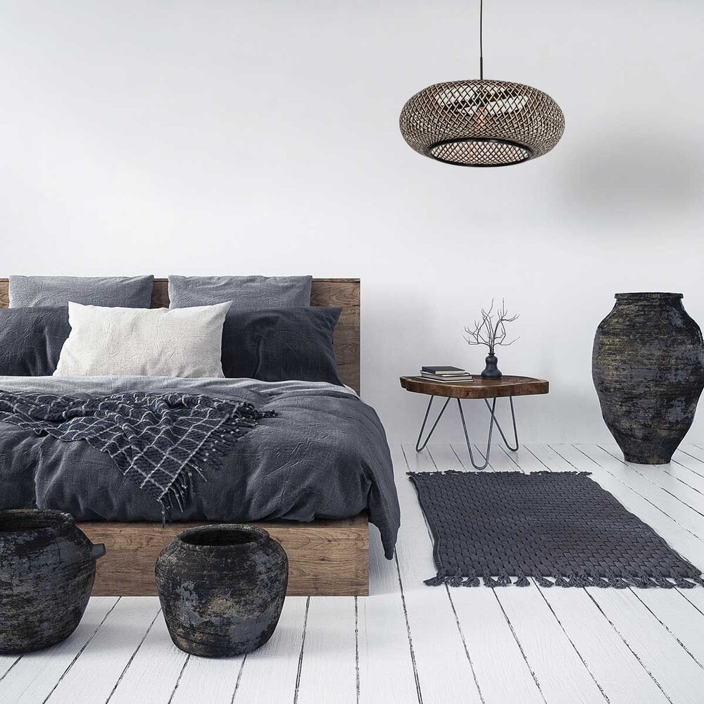 Anne Light & home Hängeleuchte Maze Ø 60 cm Bambus schwarz beige Anne Light & home Hängeleuchte Maze Ø 60 cm Bambus schwarz beige