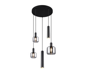 Trio Leuchten Mataro 5-Licht-Pendelleuchte Ø 55 cm schwarz Trio Leuchten Mataro 5-Licht-Pendelleuchte Ø 55 cm schwarz