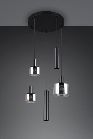 Trio Leuchten Mataro 5-Licht-Pendelleuchte Ø 55 cm schwarz