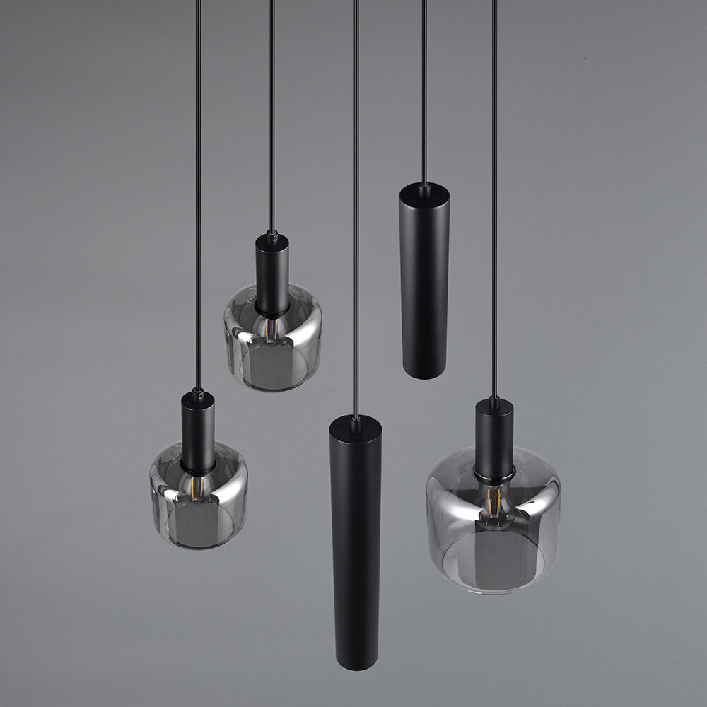 Trio Leuchten Mataro 5-Licht-Pendelleuchte Ø 55 cm schwarz