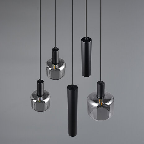 Trio Leuchten Mataro 5-Licht-Pendelleuchte Ø 55 cm schwarz