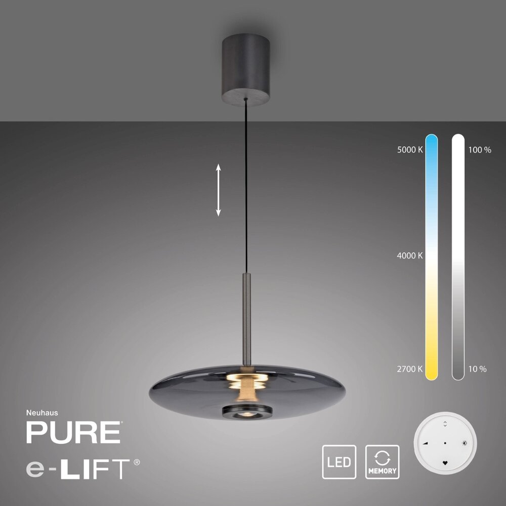 Neuhaus PURE Hängeleuchte E-Vitrum e-Lift Ø 45 cm Dunkelgrau Neuhaus PURE Hängeleuchte E-Vitrum e-Lift Ø 45 cm Dunkelgrau