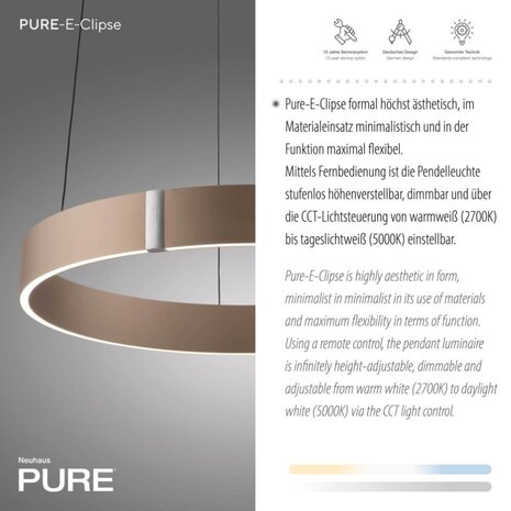 Neuhaus PURE Hängeleuchte E-Clipse e-Lift Ø 50 cm champagner Neuhaus PURE Hängeleuchte E-Clipse e-Lift Ø 50 cm champagner
