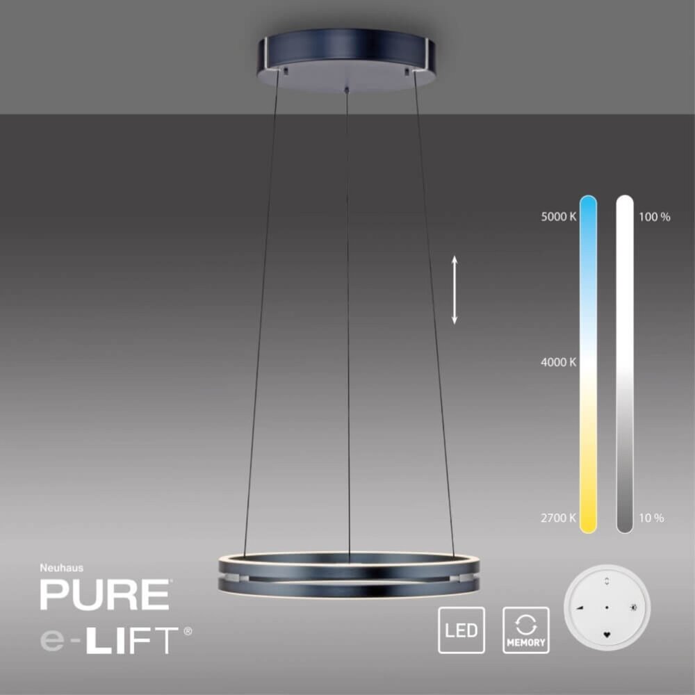 Neuhaus PURE Hängeleuchte E-Loop e-Lift Ø 50 cm Dunkelgrau Neuhaus PURE Hängeleuchte E-Loop e-Lift Ø 50 cm Dunkelgrau