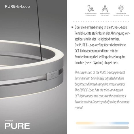 Neuhaus PURE Hängeleuchte E-Loop e-Lift Ø 50 cm Chrom matt Neuhaus PURE Hängeleuchte E-Loop e-Lift Ø 50 cm Chrom matt