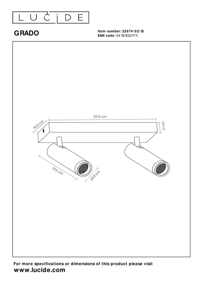 Lucide GRADO - Deckenstrahler - 2xGU10 (MR11) - Grauguss