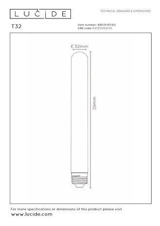 Lucide T32 - Glühbirne - Ø 3,2 cm - LED 3 StepDim (Memory) - E27 - 1x4,9W 2200K - Amber Lucide T32 - Glühbirne - Ø 3,2 cm - LED 3 StepDim (Memory) - E27 - 1x4,9W 2200K - Amber