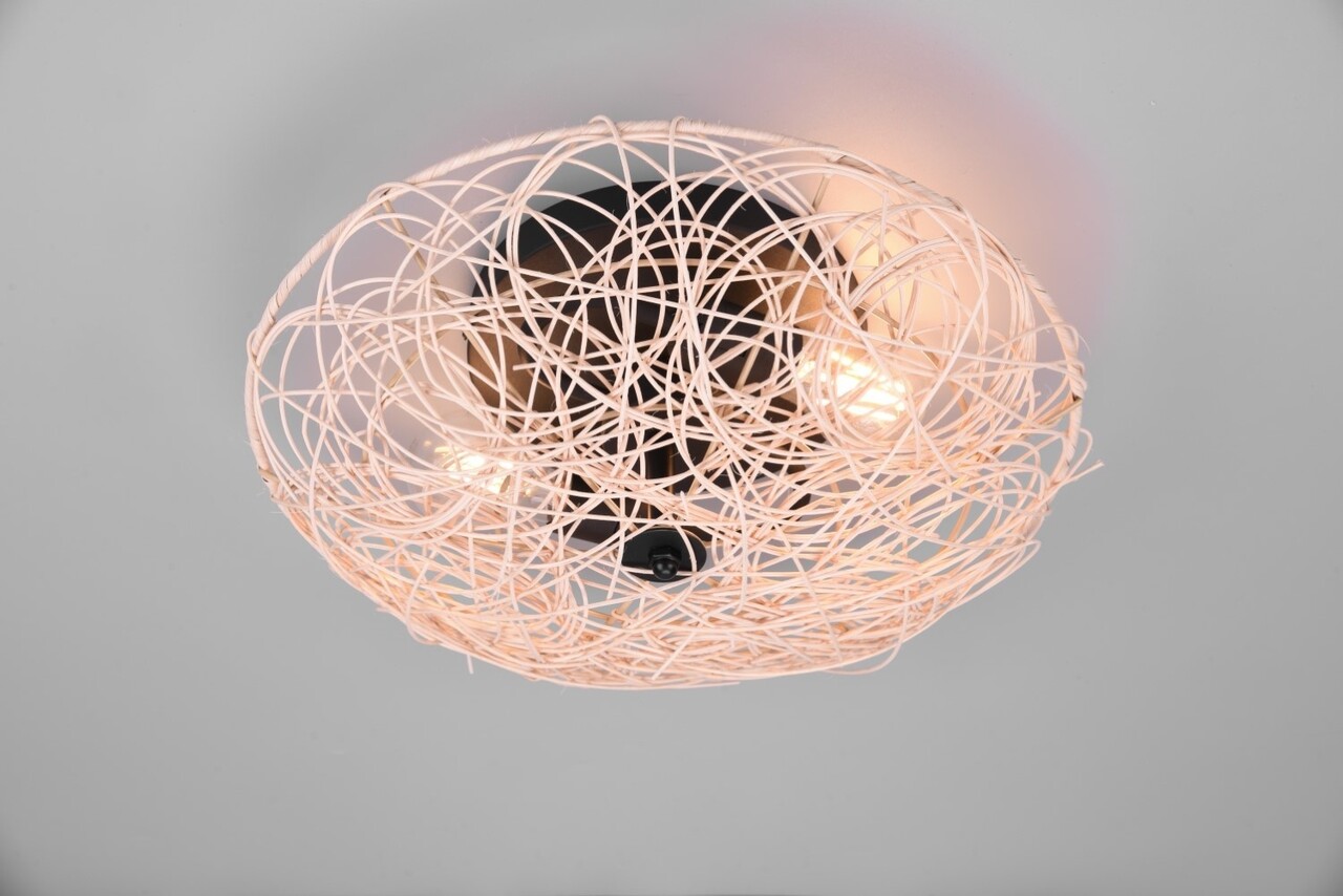 Trio Leuchten Deckenleuchte Lovis Ø 40 cm Rattan schwarz beige Trio Leuchten Deckenleuchte Lovis Ø 40 cm Rattan schwarz beige