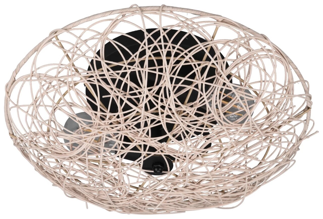 Trio Leuchten Deckenleuchte Lovis Ø 40 cm Rattan schwarz beige Trio Leuchten Deckenleuchte Lovis Ø 40 cm Rattan schwarz beige