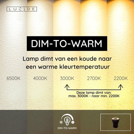 Lucide MR11 - LED Birne - Ø 3.5 cm - LED Dim to warm - GU10 - 1x4W 2200K/3000K - Schwarz