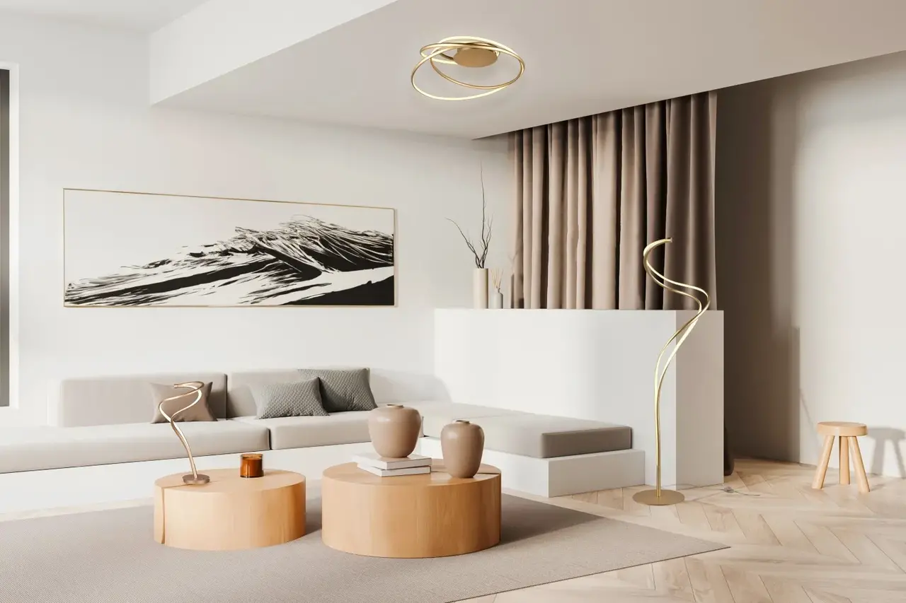 TRIO Select Stehleuchte Nala H 160 cm matt gold TRIO Select Stehleuchte Nala H 160 cm matt gold