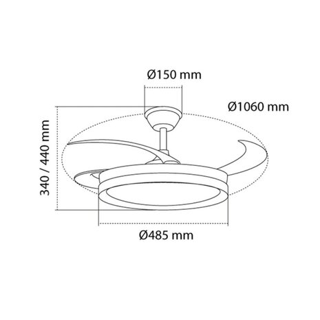 CristalRecord Deckenventilator Brisa Ø 106 cm schwarz